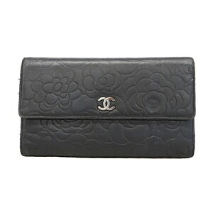 CHANEL Black Lambskin Leather Wallet